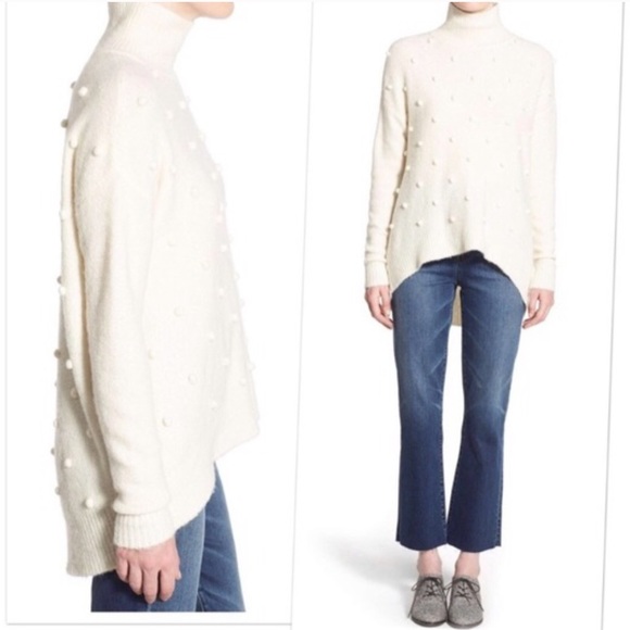 Madewell Snowglobe Bobble Turtleneck Wool blend Oversized Sweater Ivory XS - Picture 2 of 8